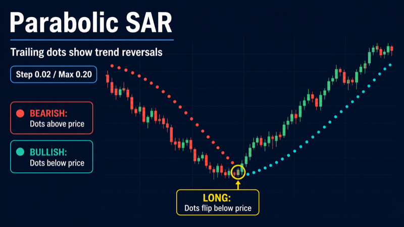 Индикатор Parabolic SAR на графике криптовалюты
