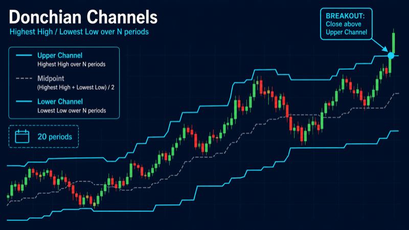 Индикатор Donchian Channels на графике криптовалюты