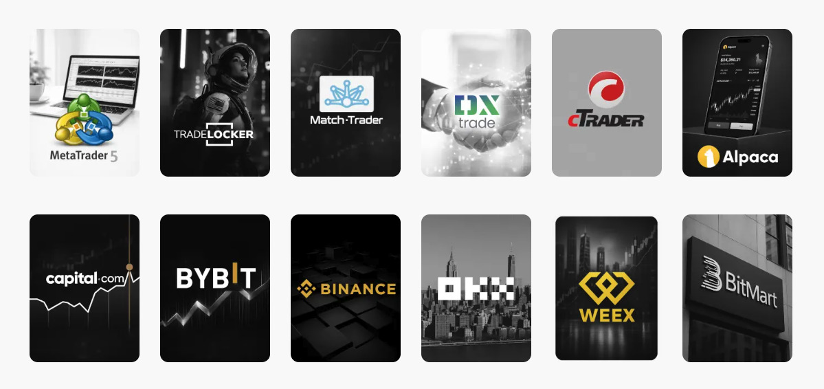 Trading platforms supported by AlgoWay